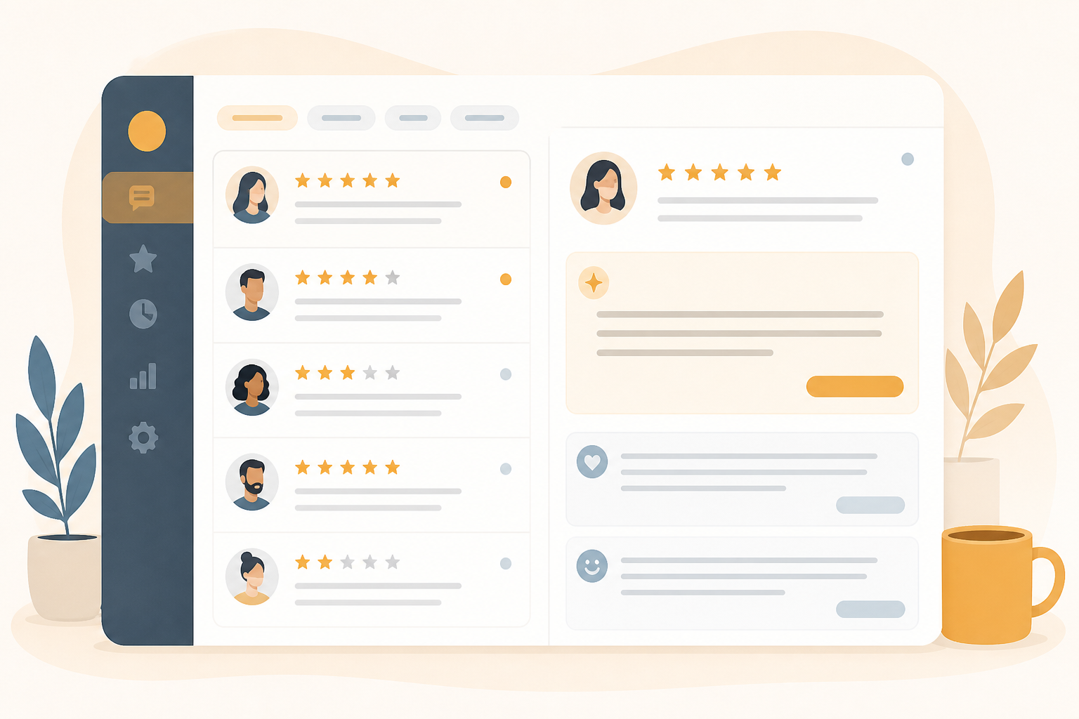 Review request and response workflow illustration