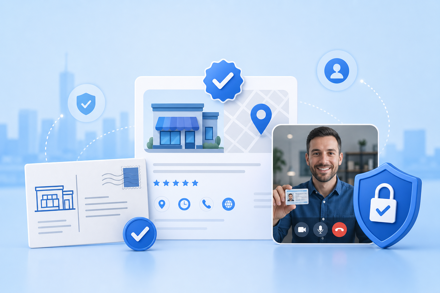 GMB verification hero postcard and video concept