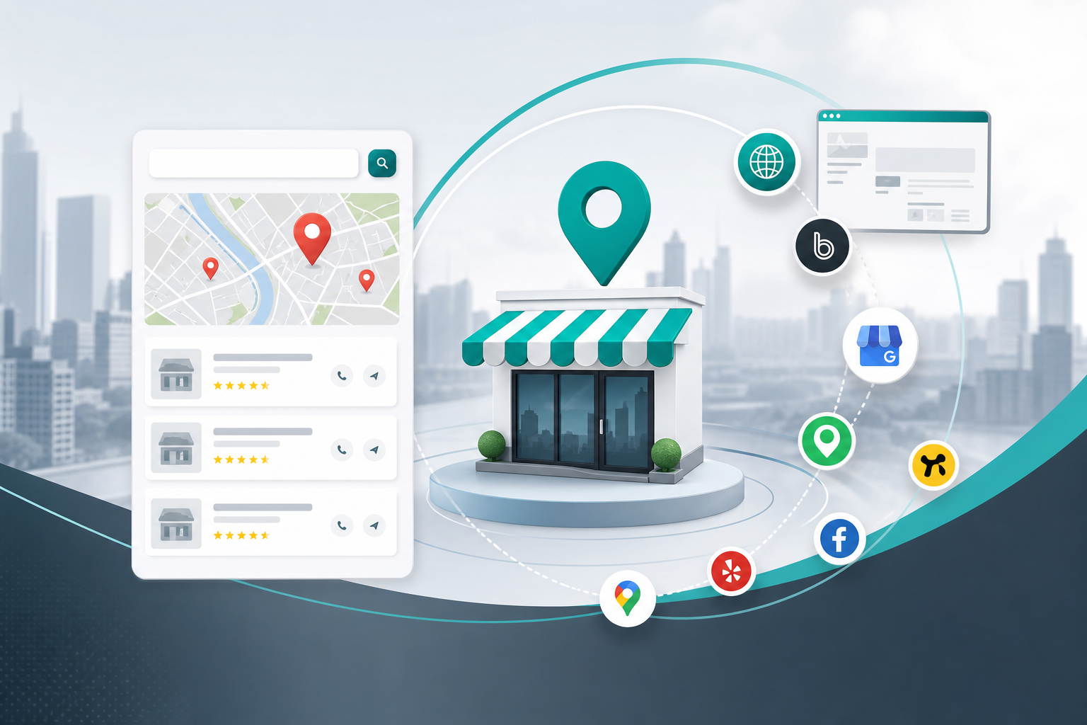 Local SEO hero map pack and citations visual